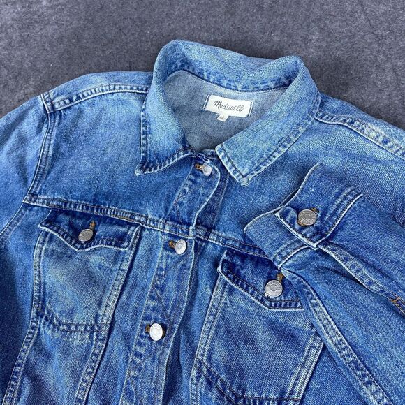 Madewell Jackets & Blazers - Madewell Jacket Womens Large Blue Denim Oversized Jean Trucker Y2K Button Up